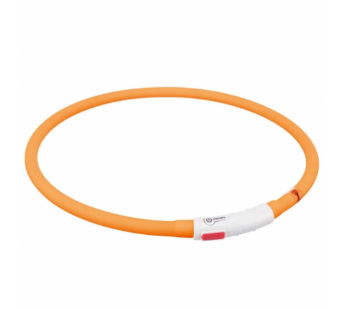 Trixie Flash Leuchtring USB aus Silikon - orange
