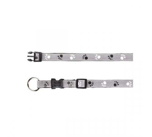 Trixie Halsband Silver Reflect - Pfotenmotiv - 22-35cm / 15mm