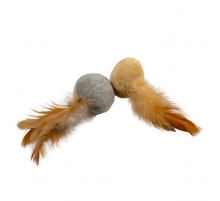 Duvoplus Cat Toy Cushy Bälle mit Federn braun/grau - 2 Stück