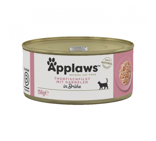 Влажный корм для кошек – Applaws Thunfischfilet mit Garnelen in Brühe 156 g