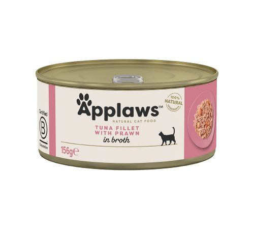 Влажный корм для кошек – Applaws Thunfischfilet mit Garnelen in Brühe 156 g