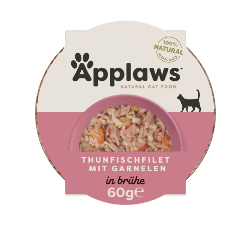 Вологий корм для котів – Applaws Thunfischfilet mit Garnelen in Brühe 60 g