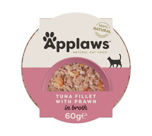 Вологий корм для котів – Applaws Thunfischfilet mit Garnelen in Brühe 60 g