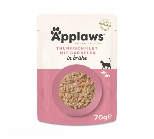 Вологий корм для котів – Applaws Thunfischfilet mit Garnelen in Brühe 70 g