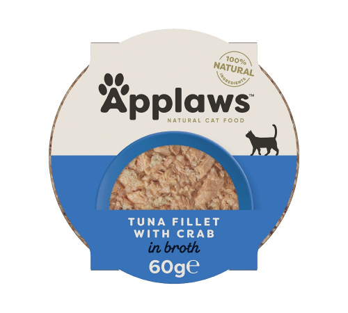 Вологий корм для котів – Applaws Thunfischfilet mit Krabben in Brühe 60 g