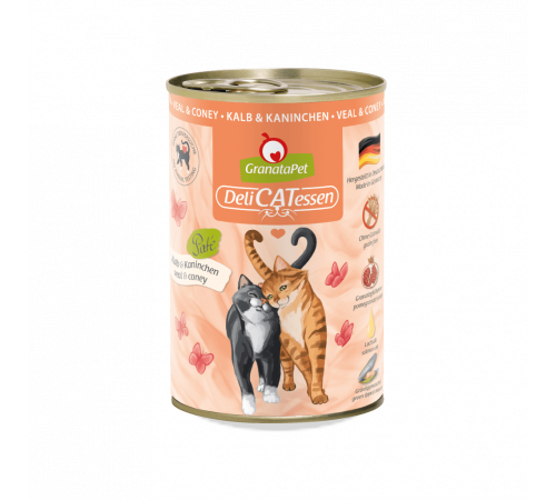 Nassfutter für Katzen – GranataPet DeliCATessen Kalb & Kaninchen 400 g