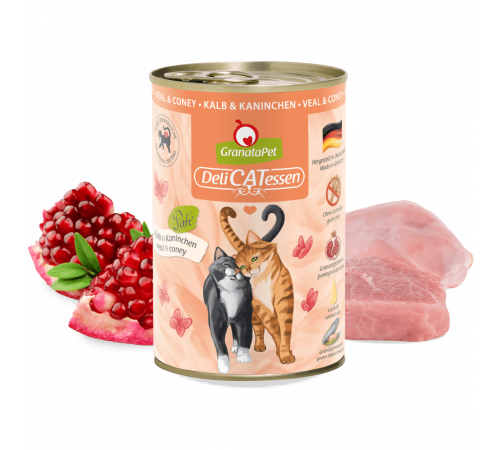 Nassfutter für Katzen – GranataPet DeliCATessen Kalb & Kaninchen 400 g