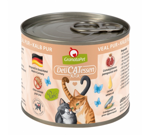 Влажный корм для кошек – GranataPet DeliCATessen Kalb PUR 200 g