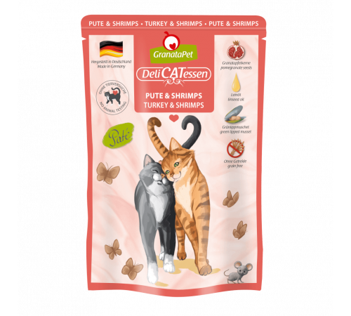 Nassfutter für Katzen – GranataPet DeliCATessen Pute & Shrimps 85 g