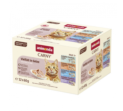 Nassfutter für Katzen – Animonda Carny Adult Fine Fillets Vielfalt in Gelee 12x60 g