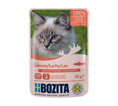 Влажный корм для кошек – Bozita Häppchen in Gelee mit Lachs 85 g