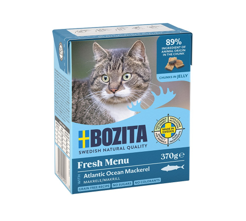 Вологий корм для котів – Bozita Häppchen in Gelee mit Makrele 370 g