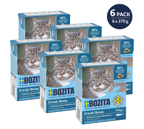 Вологий корм для котів – Bozita Häppchen in Gelee mit Makrele 370 g