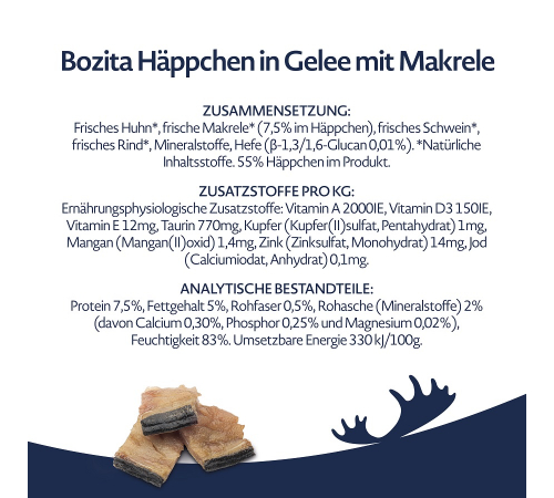 Вологий корм для котів – Bozita Häppchen in Gelee mit Makrele 370 g