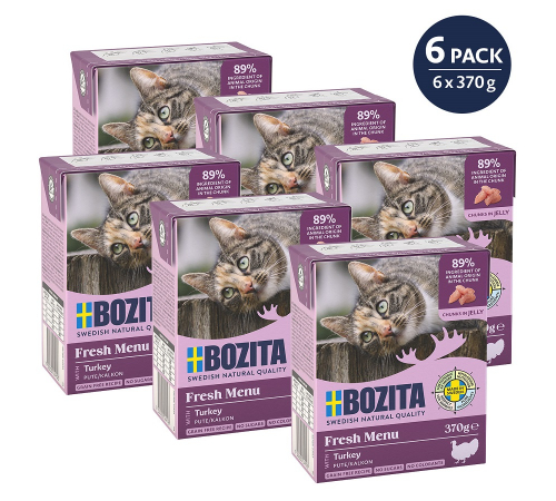 Влажный корм для кошек – Bozita Häppchen in Gelee mit Pute 370 g