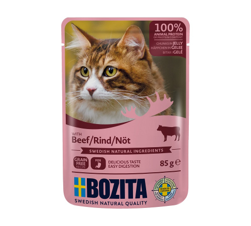 Влажный корм для кошек – Bozita Häppchen in Gelee mit Rind 85 g