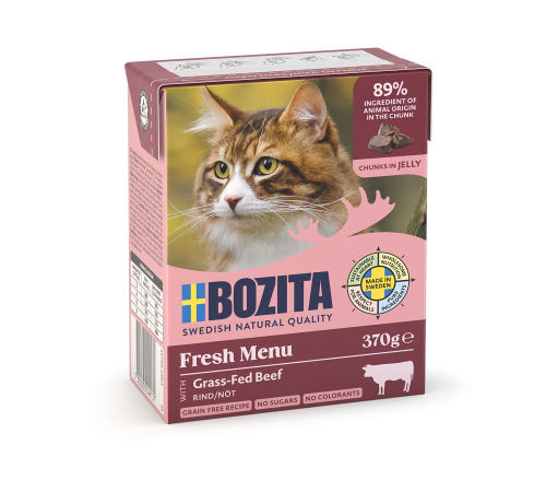 Nassfutter für Katzen – Bozita Häppchen in Gelee mit Rinderhack 370 g