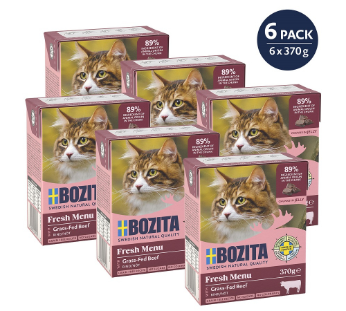 Вологий корм для котів – Bozita Häppchen in Gelee mit Rinderhack 370 g