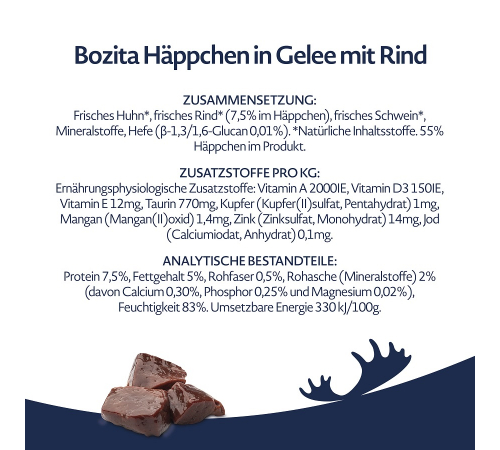 Nassfutter für Katzen – Bozita Häppchen in Gelee mit Rinderhack 370 g