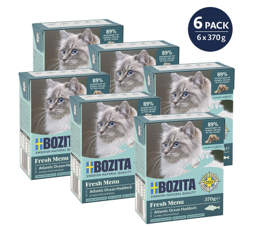 Nassfutter für Katzen – Bozita Häppchen in Gelee mit Schellfisch 370 g