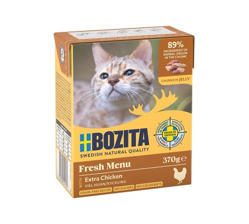 Nassfutter für Katzen – Bozita Häppchen in Gelee mit viel Huhn 370 g
