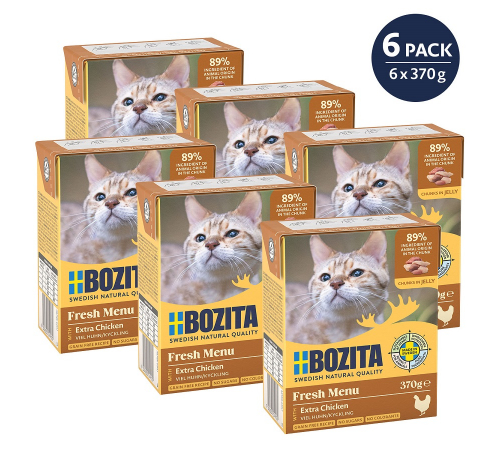 Влажный корм для кошек – Bozita Häppchen in Gelee mit viel Huhn 370 g