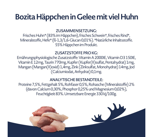 Nassfutter für Katzen – Bozita Häppchen in Gelee mit viel Huhn 370 g