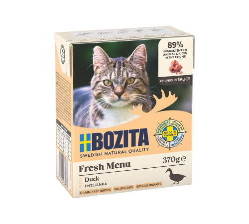 Nassfutter für Katzen – Bozita Häppchen in Soße mit Ente 370 g