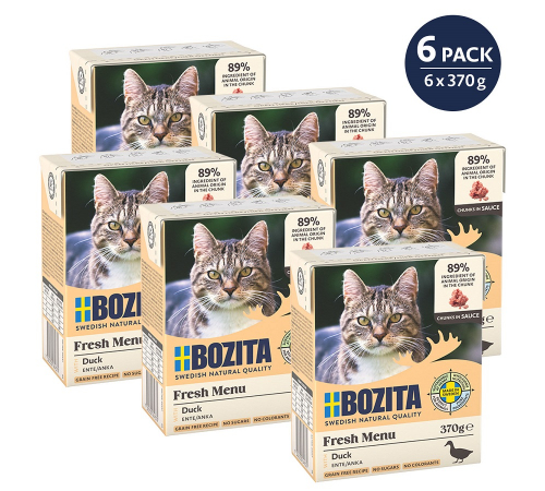 Nassfutter für Katzen – Bozita Häppchen in Soße mit Ente 370 g