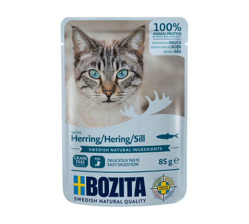 Влажный корм для кошек – Bozita Häppchen in Soße mit Hering 85 g