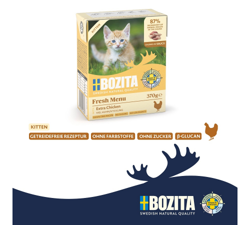 Влажный корм для кошек – Bozita Häppchen in Soße mit Hühnchen für Kitten 370 g
