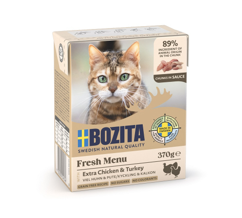 Nassfutter für Katzen – Bozita Häppchen in Soße mit Hühnchen & Pute 370 g