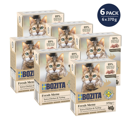 Nassfutter für Katzen – Bozita Häppchen in Soße mit Hühnchen & Pute 370 g