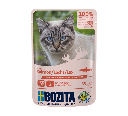 Влажный корм для кошек – Bozita Häppchen in Soße mit Lachs 85 g