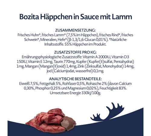 Влажный корм для кошек – Bozita Häppchen in Soße mit Lamm 370 g