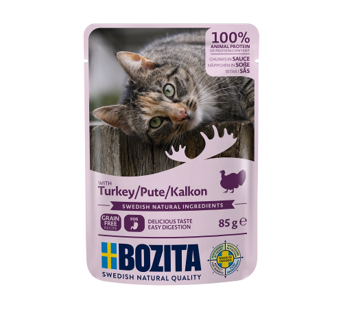 Вологий корм для котів – Bozita Häppchen in Soße mit Pute 85 g