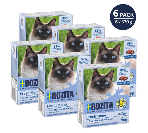 Nassfutter für Katzen – Bozita Häppchen in Soße mit Rentier 370 g