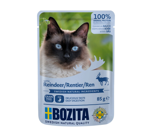 Влажный корм для кошек – Bozita Häppchen in Soße mit Rentier 85 g