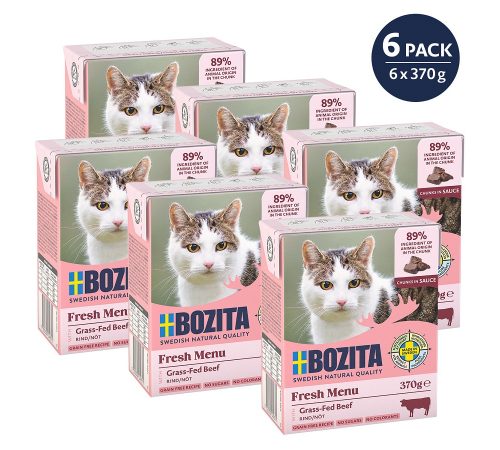 Nassfutter für Katzen – Bozita Häppchen in Soße mit Rind 370 g