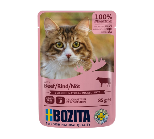 Влажный корм для кошек – Bozita Häppchen in Soße mit Rind 85 g