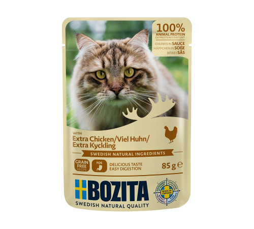 Вологий корм для котів – Bozita Häppchen in Soße mit viel Hühnchen 85 g