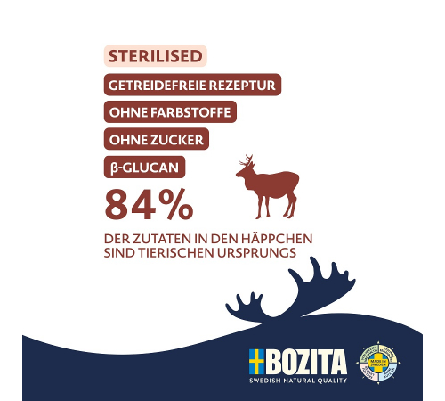 Nassfutter für Katzen – Bozita Sterilised Häppchen in Gelee mit Hirsch 370 g