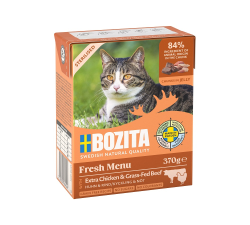 Вологий корм для котів – Bozita Sterilised Häppchen in Gelee mit Huhn & Rind 370 g