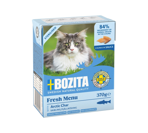 Nassfutter für Katzen – Bozita Sterilised Häppchen in Soße mit Saibling 370 g