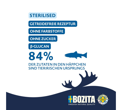 Nassfutter für Katzen – Bozita Sterilised Häppchen in Soße mit Saibling 370 g