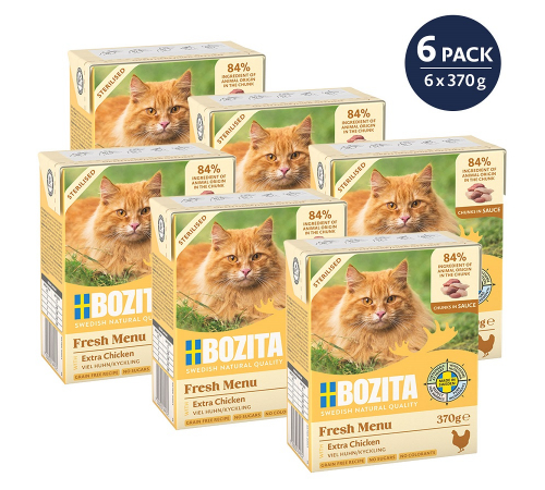 Влажный корм для кошек – Bozita Sterilised Häppchen in Soße mit viel Huhn 370 g