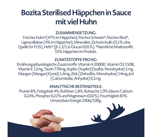 Влажный корм для кошек – Bozita Sterilised Häppchen in Soße mit viel Huhn 370 g