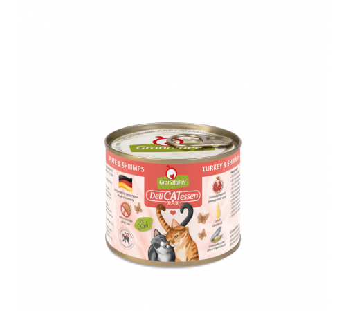 Вологий корм для котів – GranataPet DeliCATessen Pute & Shrimps 200 g