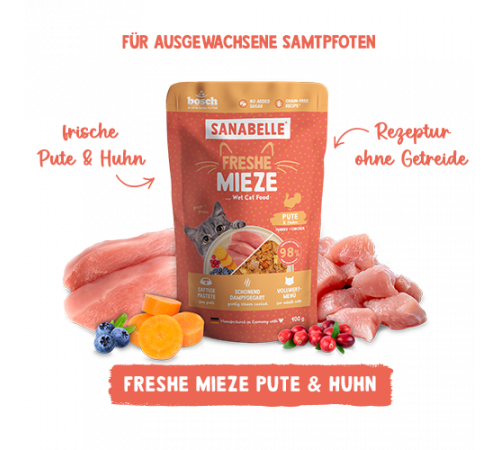 Sanabelle Freshe Mieze Nassfutter Pute & Huhn 100 g