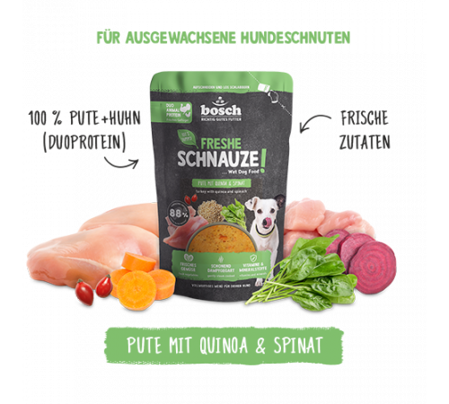 bosch Freshe Schnauze Nassfutter Pute mit Quinoa & Spinat 250 g